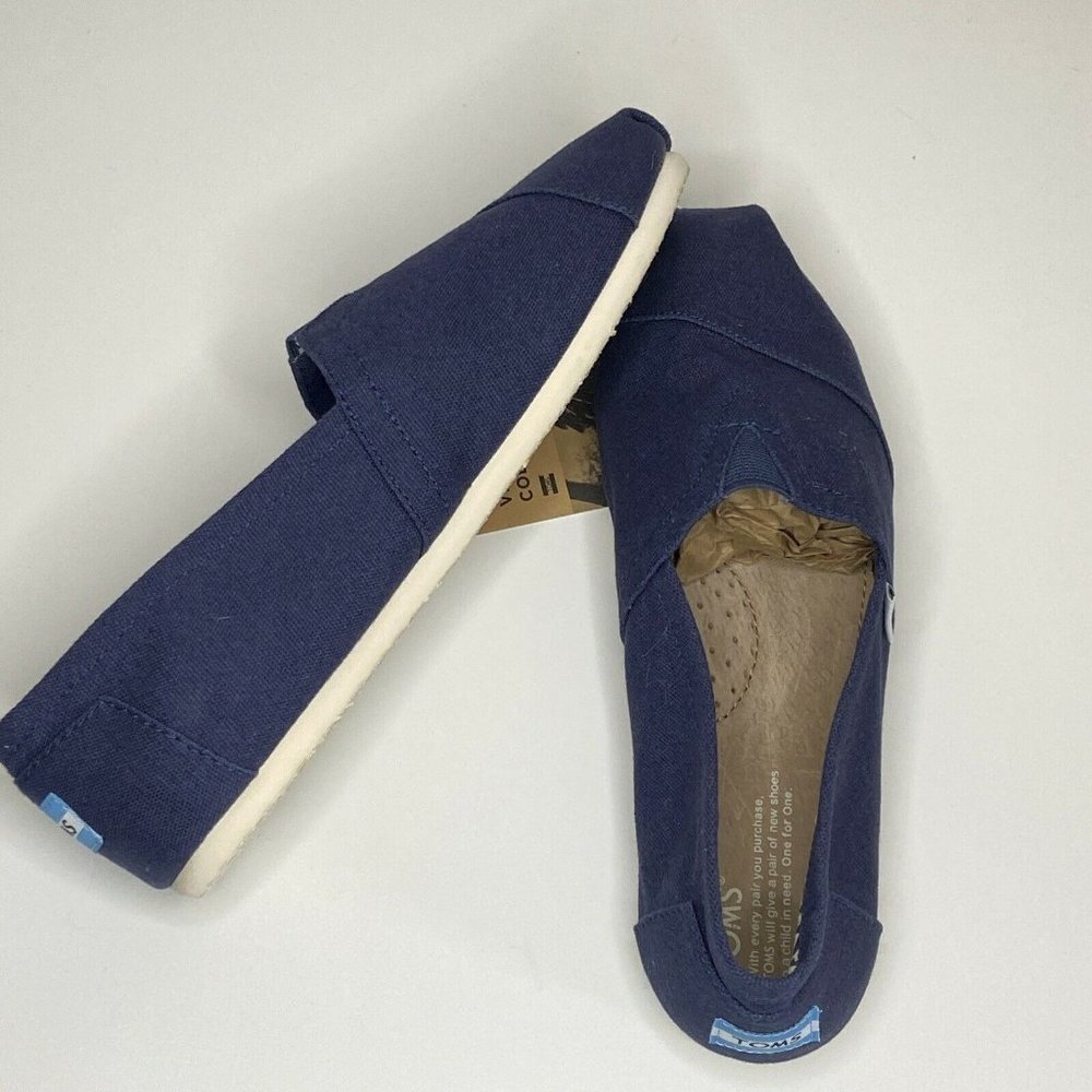 TOMS ALPARGATA CLASSIC SLIP ON NAVY CANVAS 001001B07/NVY CASUAL Size 9 Venice